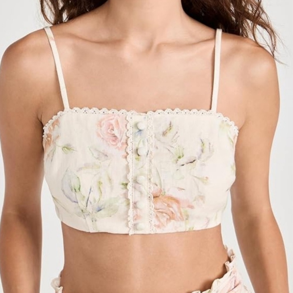 NWOT Loveshack Fancy Linen Crop Top